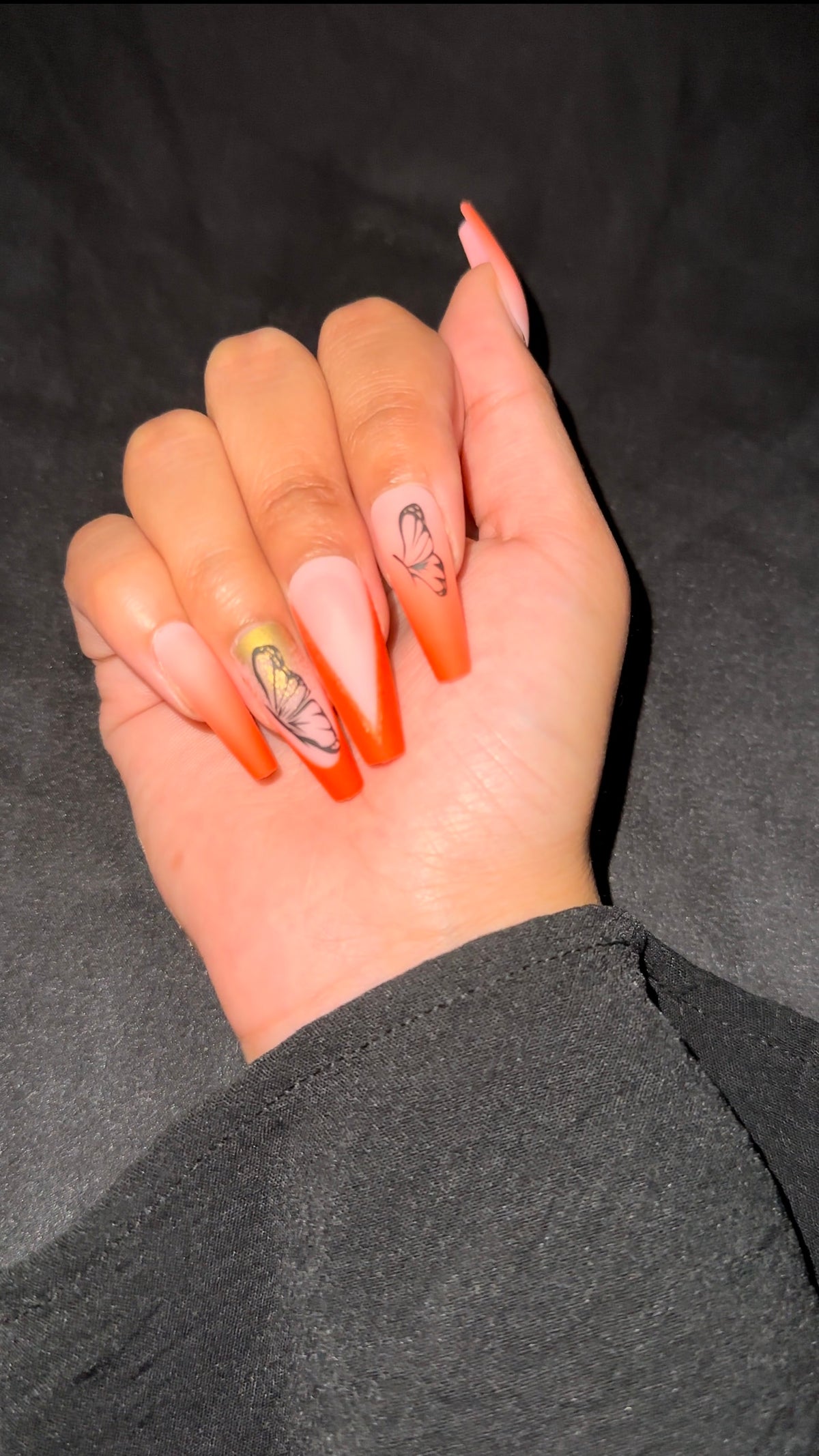 XO Tangerine Wings – Long Coffin Press-On Nails