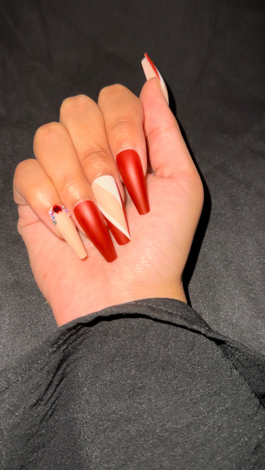 XO Terracotta Dream – Long Coffin Press-On Nails