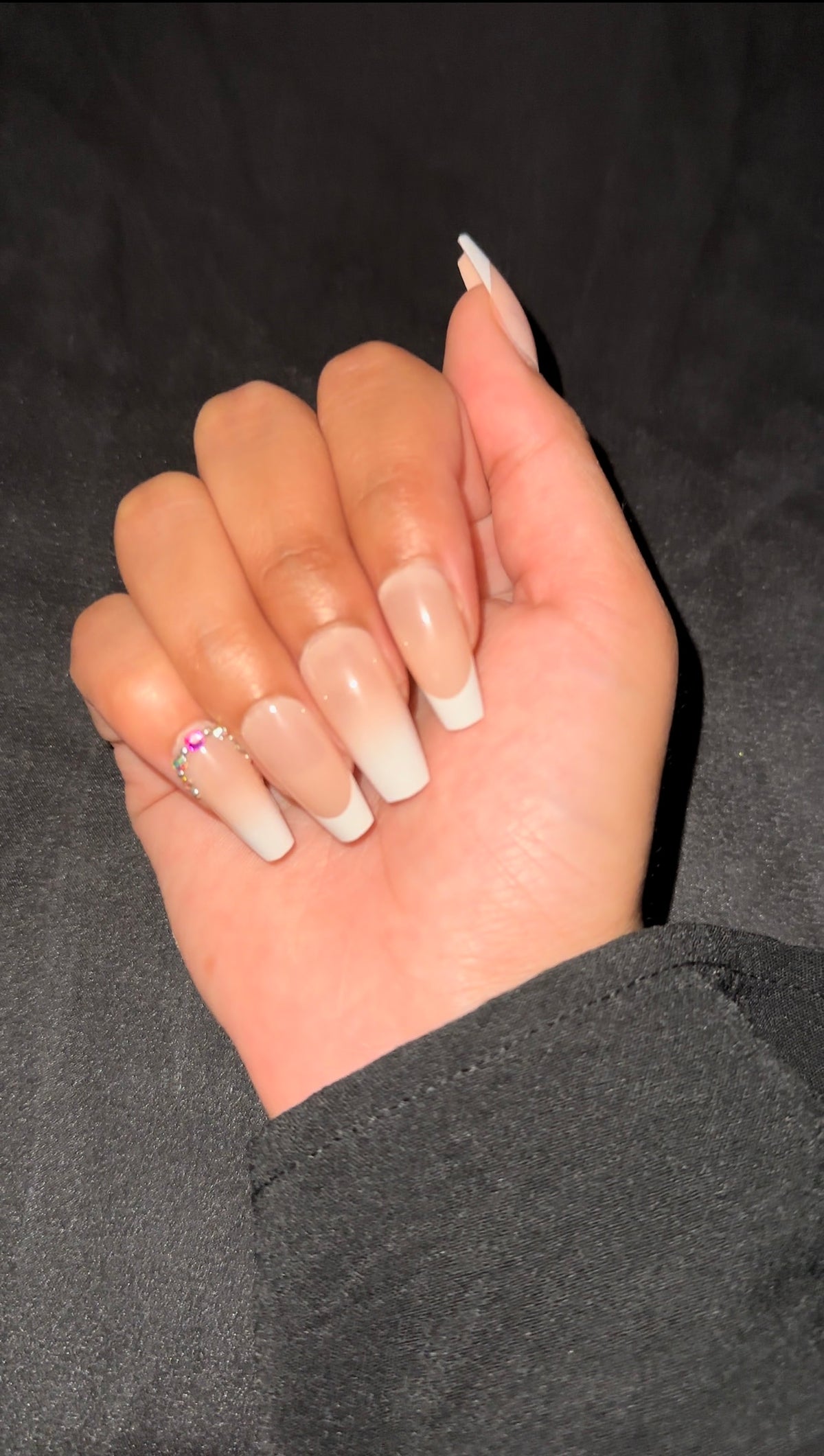 XO Vanilla French – Short Coffin Press-On Nails
